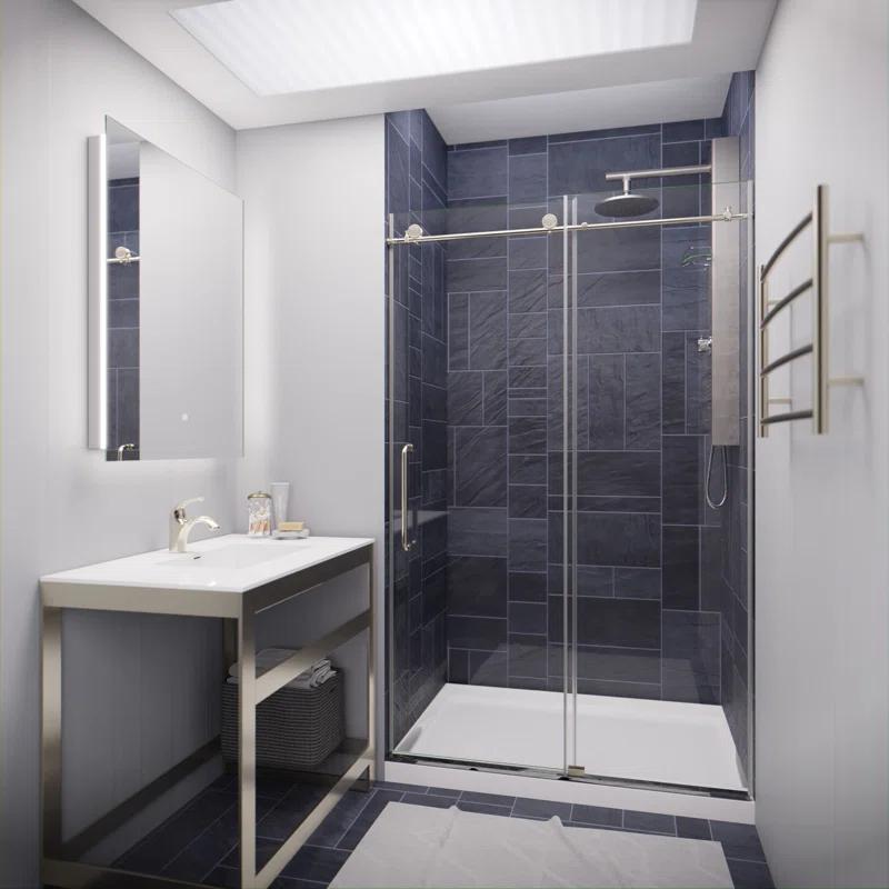 ANZZI SD-AZ13-01BN Madam Series 48" W x 76" H Single Sliding Semi-Frameless Shower Door