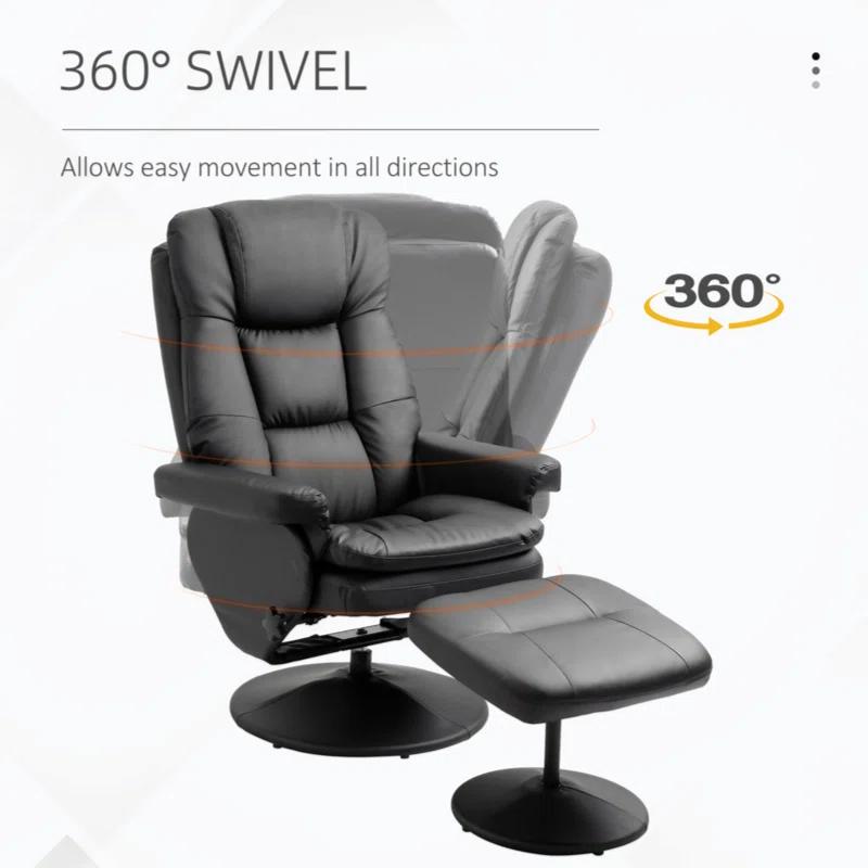 Faux Leather Recliner with Ottoman