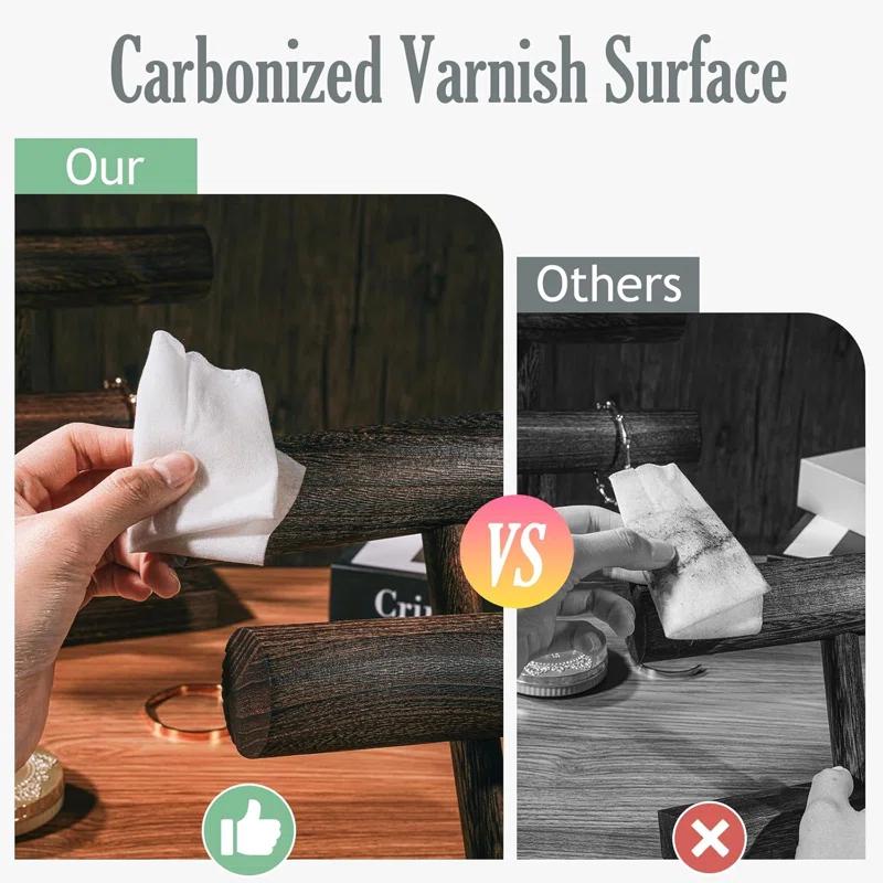 Gracie Oaks Bracelet Holder Display Bracelet Organizer, Wooden Bracelet Stand For Selling, T-Bar Bangle Storage Rack Wood Watch Display Tower For Business - 4 Tier, Brown | Wayfair