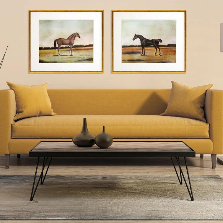 Equestrian III 27" Wide Antique Gold Framed Wall Art Set