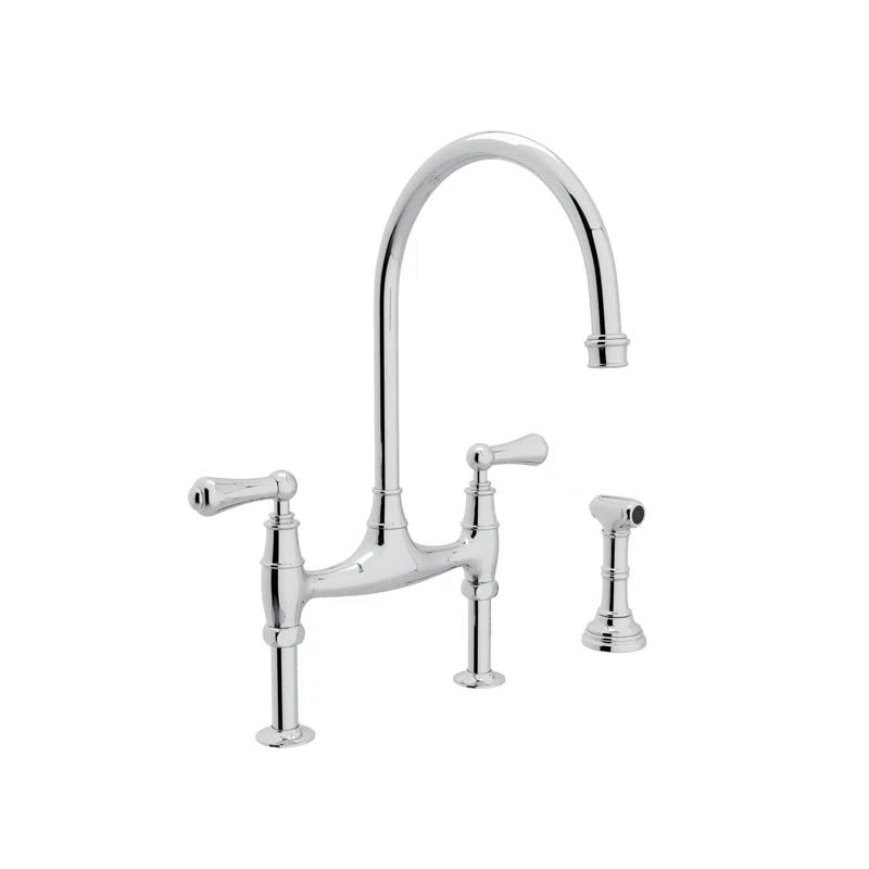Perrin & Rowe U.4719L-APC-2 Georgian Era Bridge Kitchen Faucet With Side Spray