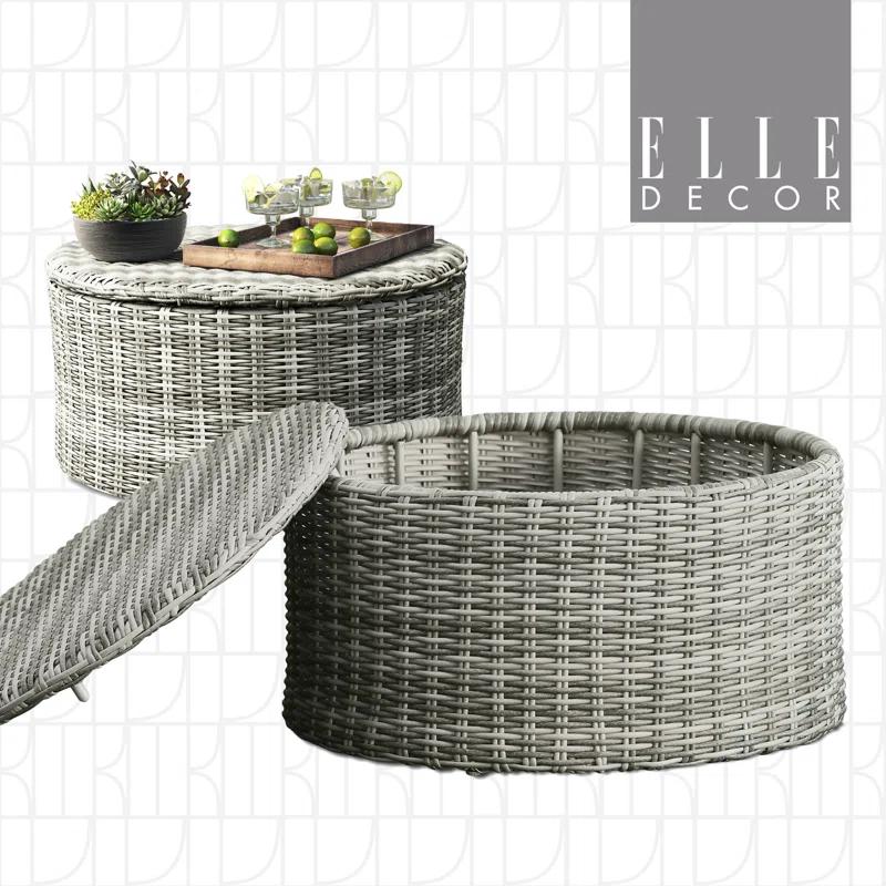 Elle Decor Elle Decor Vallauris Outdoor Coffee Table with Storage, Gray