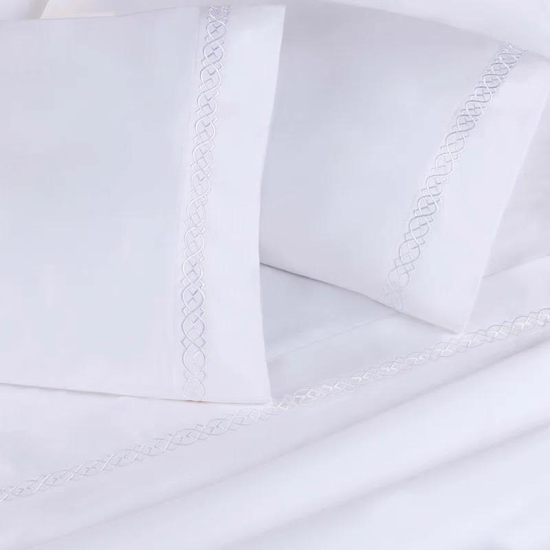 Superior Infinity Scroll Embroidered Certified Egyptian Cotton 1000 Thread Count Bed Sheet Set