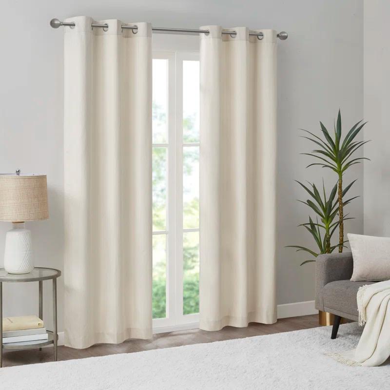 Madison Park Galen Basketweave Room Darkening Curtain Panel Pair (Set of 2)
