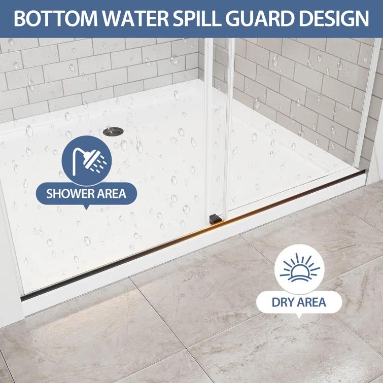 Rizzon 56-60 " W X 76 " H Double Sliding Frameless Shower Door  5/16" Tempered Glass, Stainless Steel Hardware | Wayfair