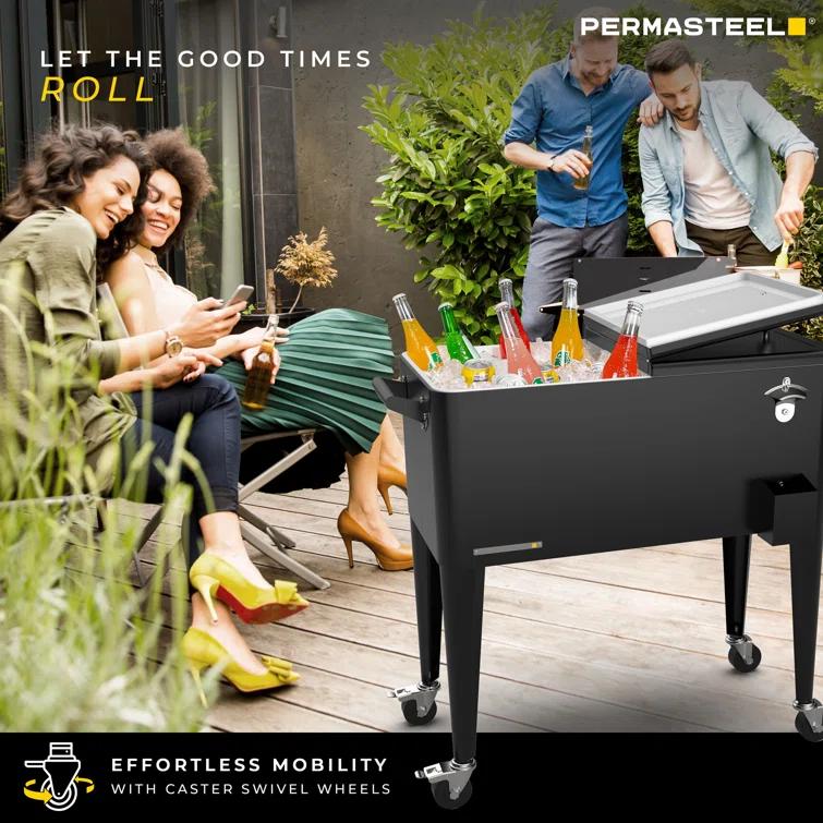 Permasteel 80-Qt Classic Outdoor Patio Cooler On Wheels