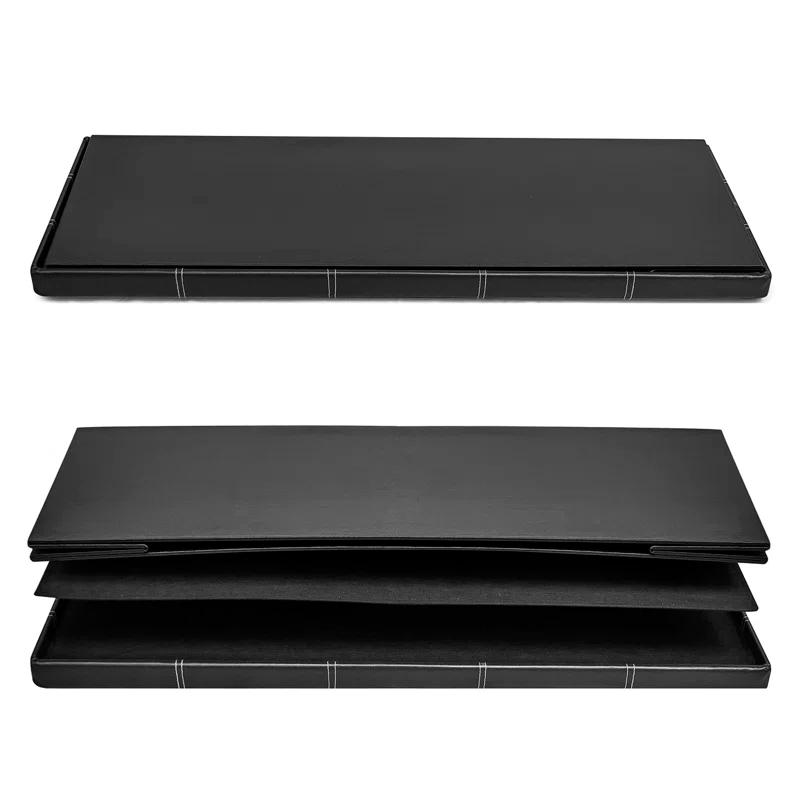 Sorbus Sorbus 43" Wide Faux Leather Tufted Rectangle Standard Ottoman with Storage in Black