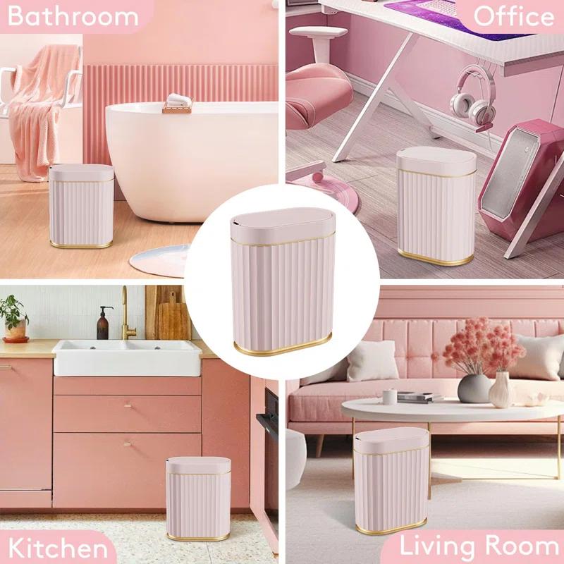 Fashion Finesse Bathroom Trash Can With Lid -  2 Gallon Sensor Trash Bin, Automatic Narrow Garbage Can, Waterproof Smart Trash Can, Slim Motion Sensor Waste Bins For Bathroom, Living Room, Office