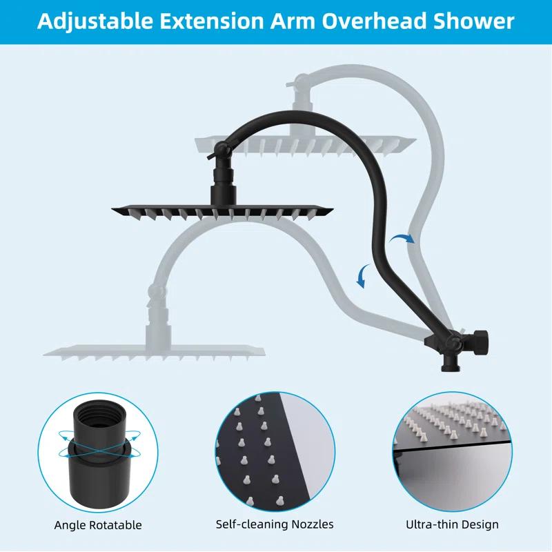 Hibbent Dual Shower Head Combo with Metal 8 Inch High Pressure Rainfall Shower Head  and Handheld Shower SCW01-HS070-SS080-CP