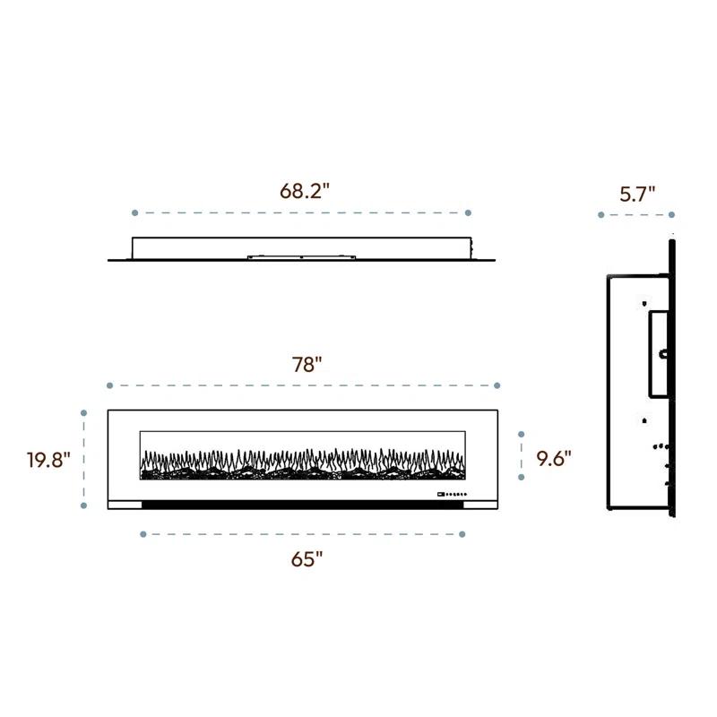 Cambridge Cambridge Wall Mount Electric Fireplace Heater with Remote Control for Indoor Use in Living Room, Bedroom, Home Office