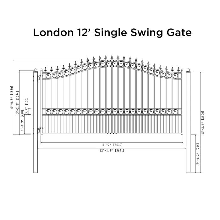 ALEKO Steel Single Swing Driveway Gate - LONDON Style