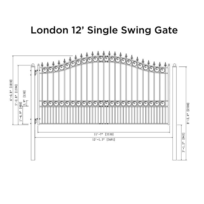 ALEKO Steel Single Swing Driveway Gate - LONDON Style