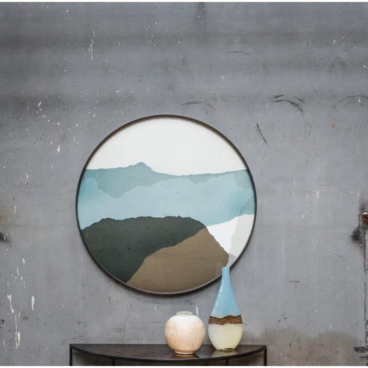 Wabi Sabi Graphite Round Glass Tray with Autumn Tones