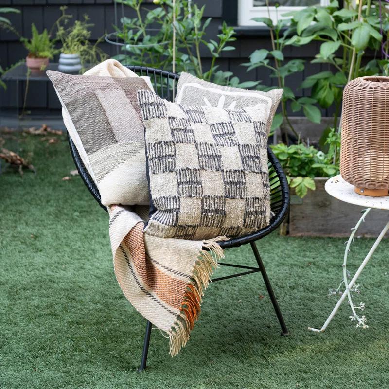 Secret Garden Checkered Reversible Throw Pillow