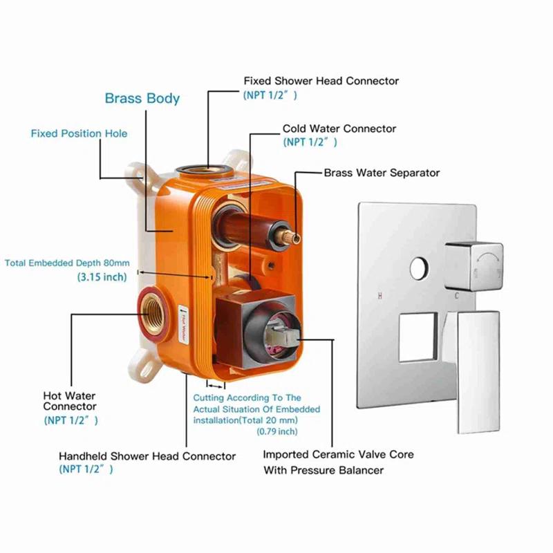 Calder Complete Shower System with Rough in-Valve
