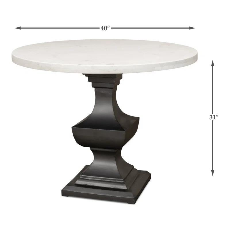 Haviland Round Marble Top Metal Base Dining Table