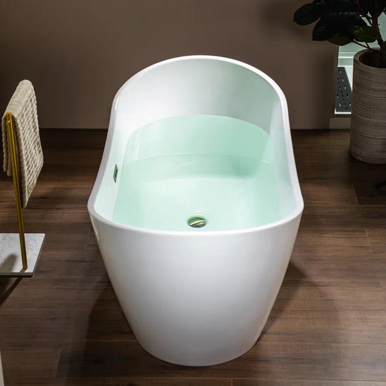 WoodBridge 59'' x 28.75'' Freestanding Soaking Acrylic Bathtub W-B0016-B