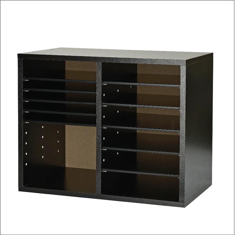 Wood Adjustable 12 Compartment Literature Organizer Mailroom Organizer