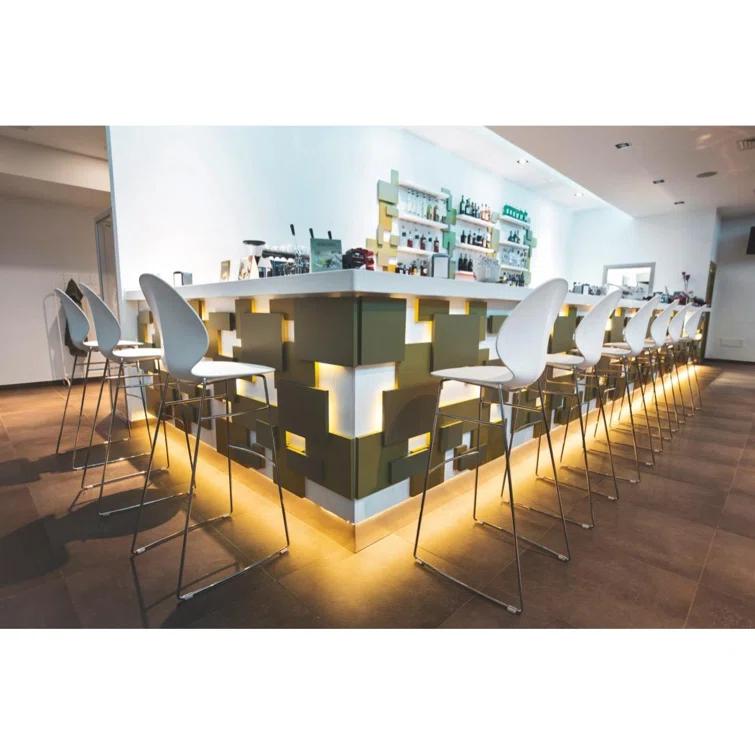 Silver Whisper Acrylic & Metal Basil Leaf Bar Stool