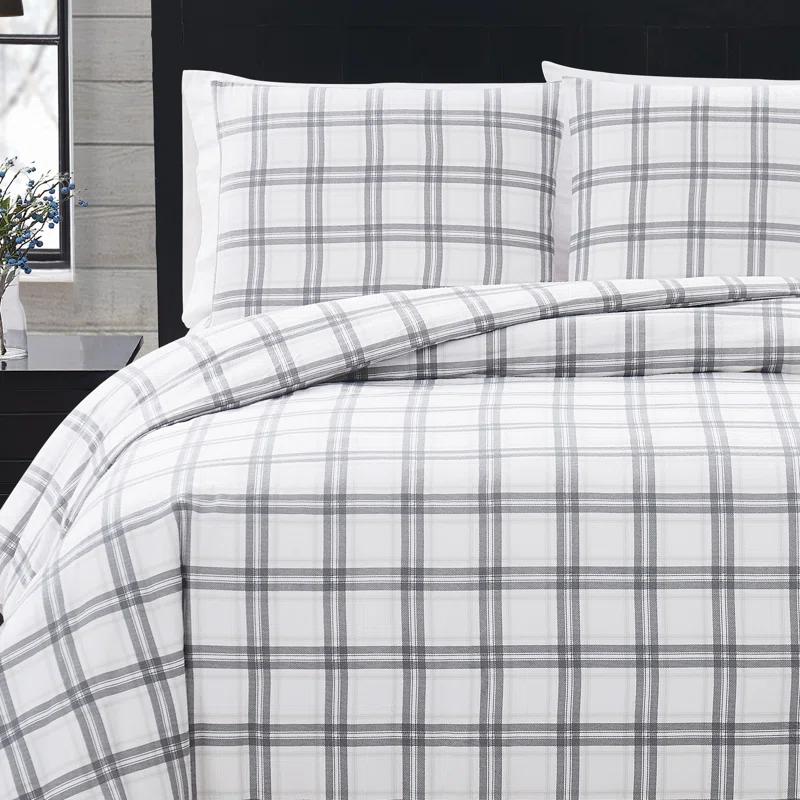 London Fog London Fog Plaid Flannel Duvet Cover Set