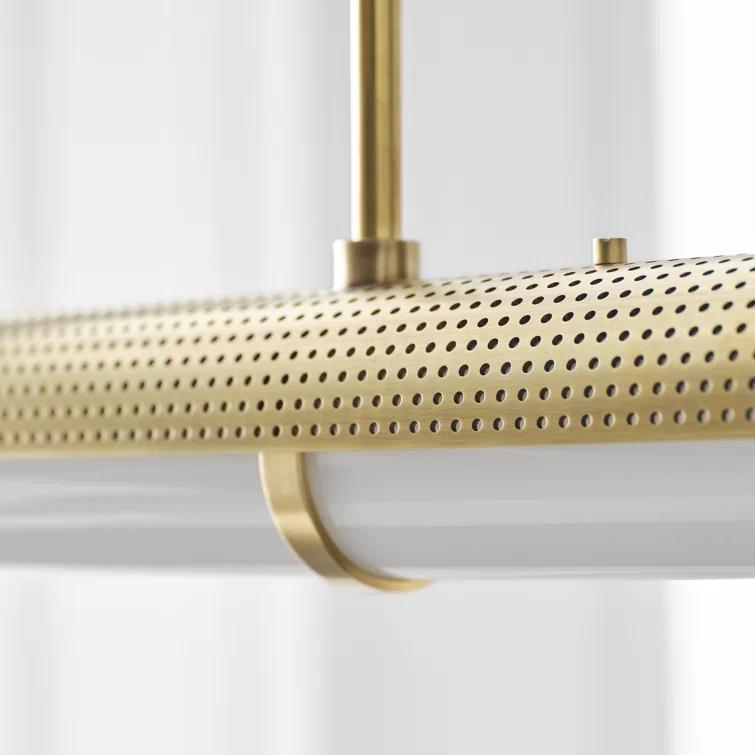 Modern Precision 50'' Brass and Crystal LED Linear Chandelier