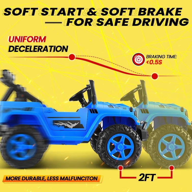 Ancheer 24V 4WD//2WD Ride On Jeep Truck,2 Seater Kids UTV With 4X200w Powerful Engine,Remote Control,Bluetooth,20 Wide Seat,Vehicles for Kids Toddlers