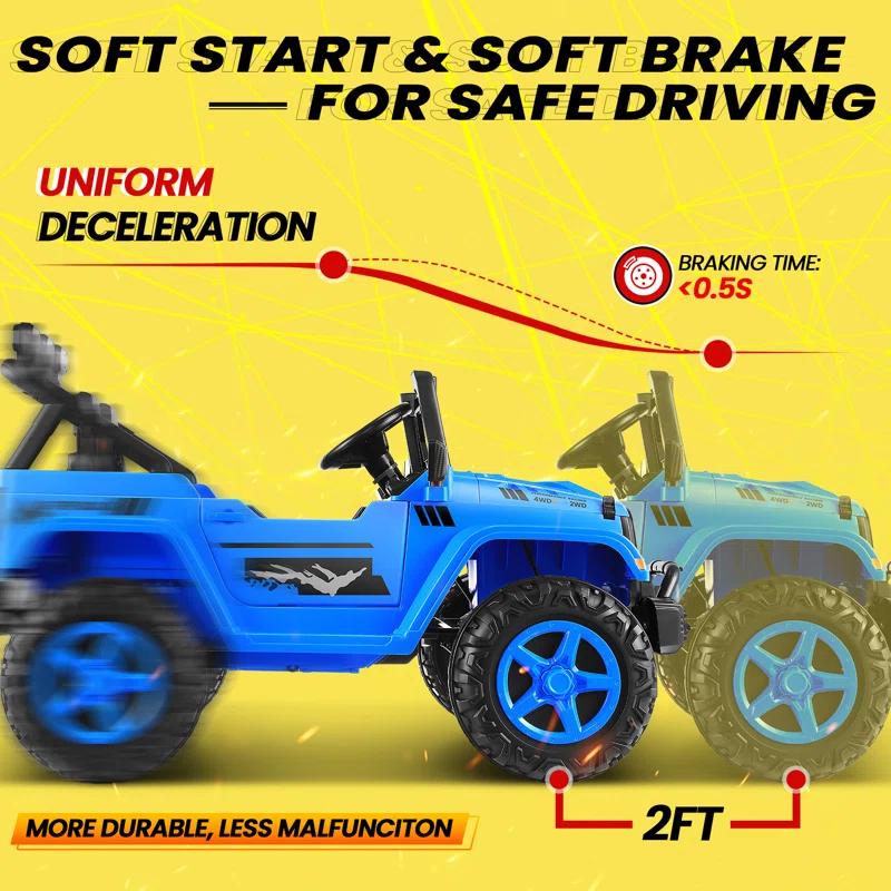 Ancheer 24V 4WD//2WD Ride On Jeep Truck,2 Seater Kids UTV With 4X200w Powerful Engine,Remote Control,Bluetooth,20 Wide Seat,Vehicles for Kids Toddlers