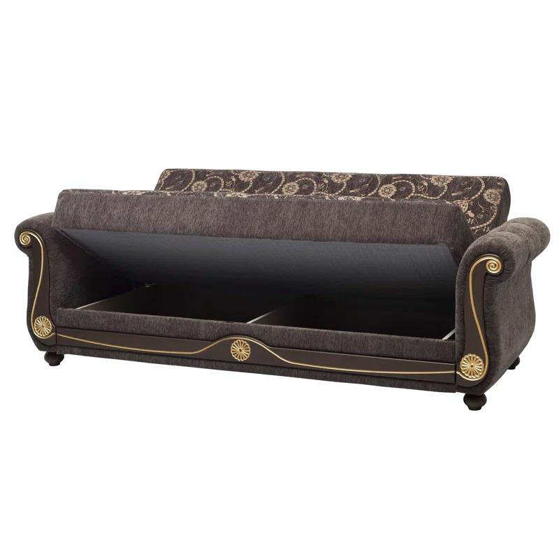 Rosdorf Park Mishonda Americano 95 in. Fabric Upholstered 3-Seater Twin 3-in-1 Sleeper Sofa Bed with Storage