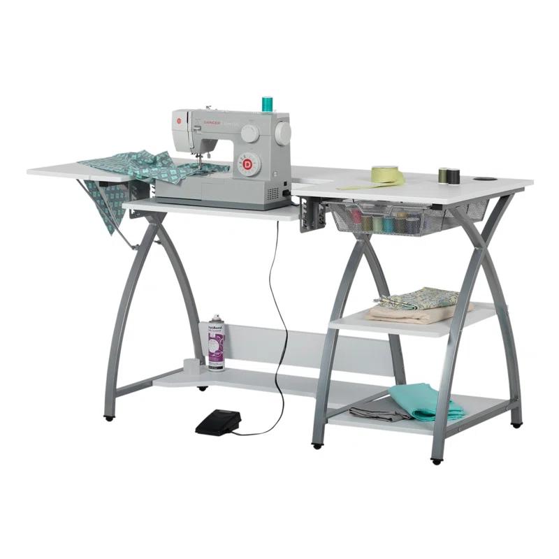 56.75'' x 23.5'' Sewing Table with Sewing Machine Platform