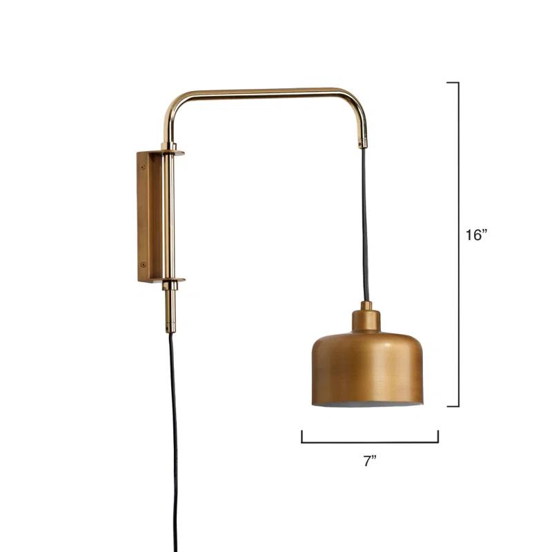 Jamie Young Company Jeno Solid Brass Plug-in Swing Arm Sconce