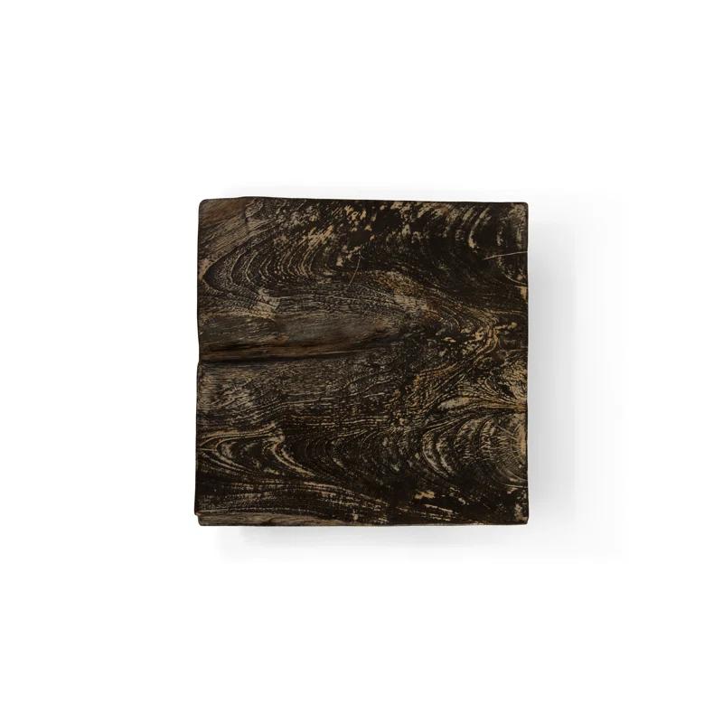 Phillips Collection Black Wash Solid Wood Accent Stool