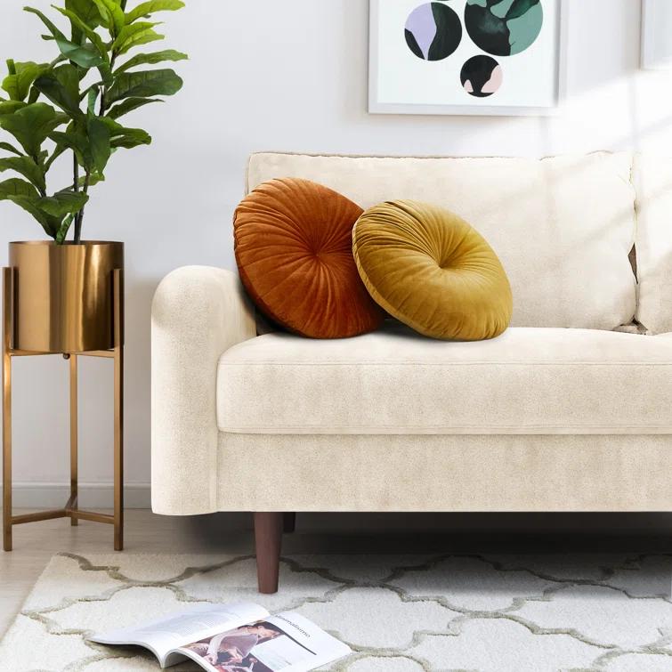 Everly Quinn Hasaam 56.3" Wide Velvet Round Arms Small Apartment Loveseat