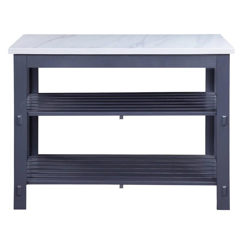 Latitude Run® Marble Top & Gray Finish Kitchen Island