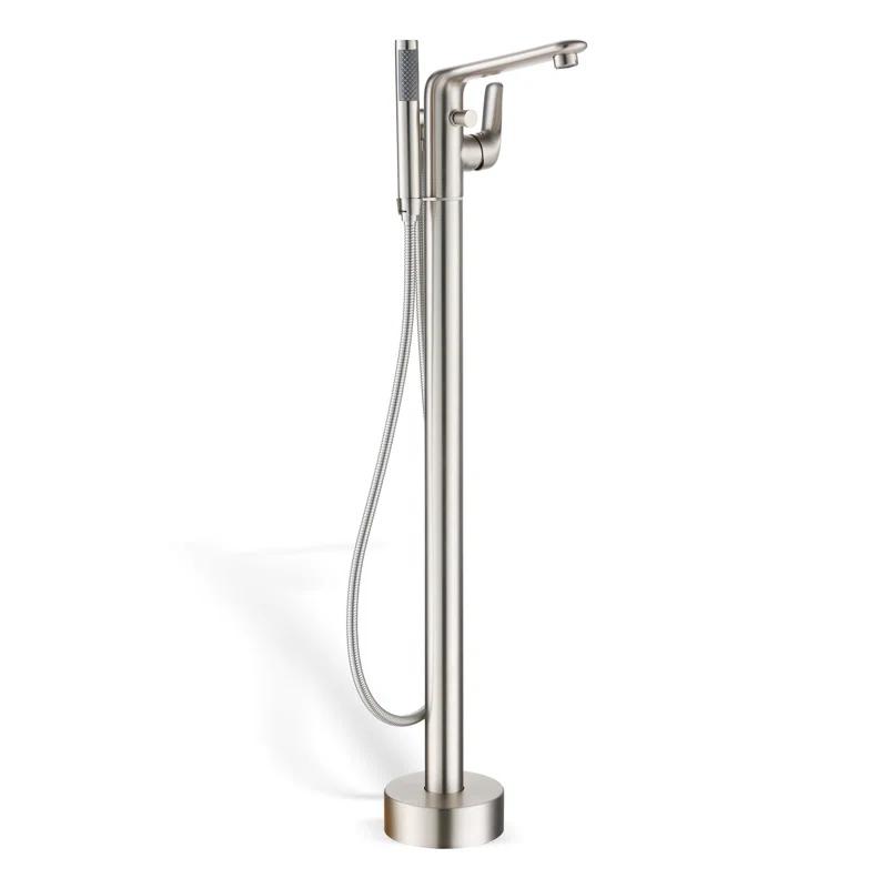 mondawe Single Handle Floor Mounted Freestanding Tub Filler with Diverter MDLT0054-BN
