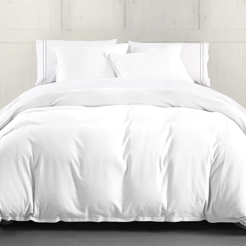 HiEnd Accents Hera Washed Linen Flange Modern Rustic Classic Chic Duvet Cover Set