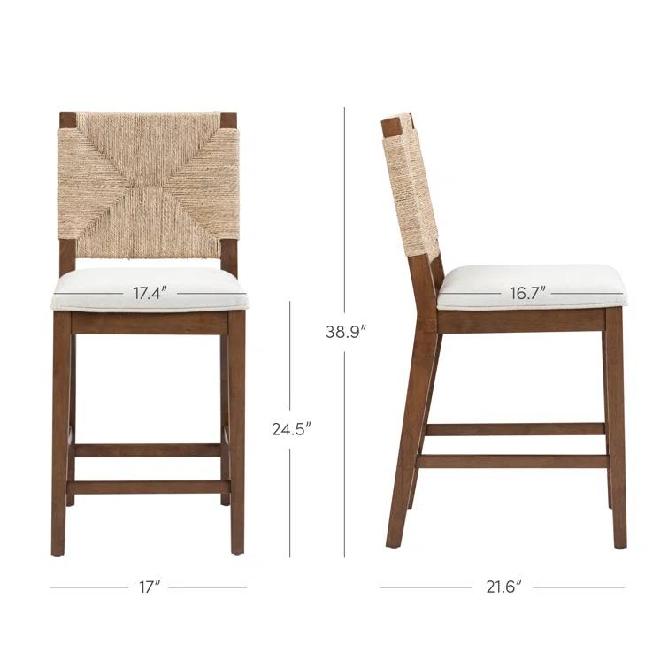 Nathan James Beacon Upholstered Counter Stool with Solid Wood Frame