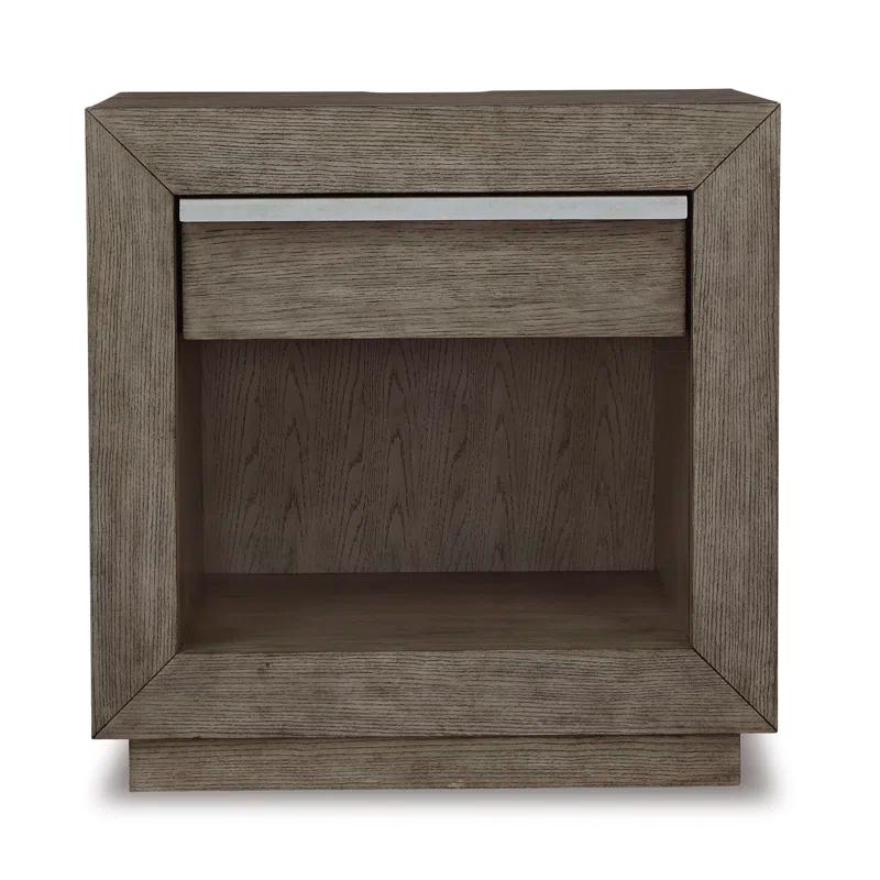 Weathered Gray Modern Nightstand with USB Port and Drawer