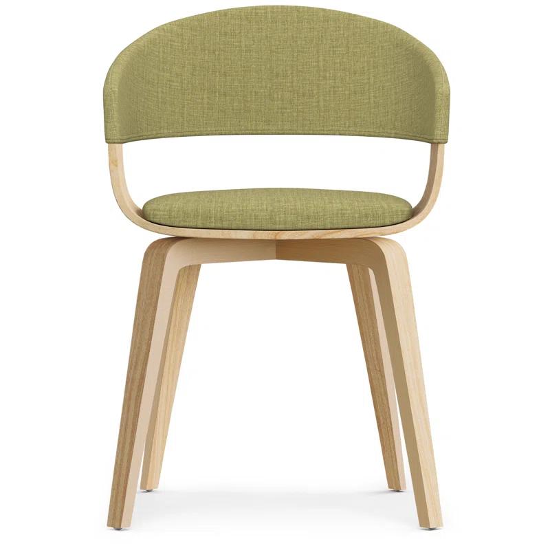 Lowell Bentwood Upholstered Dining Chair with Curved Backrest in Mid-Century Modern Style