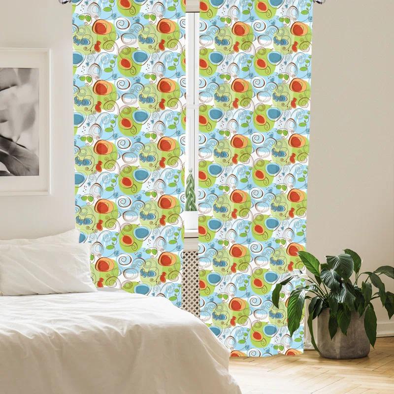 Ambesonne Funky Semi-Sheer Rod Pocket Sliding Panel (Set of 2)
