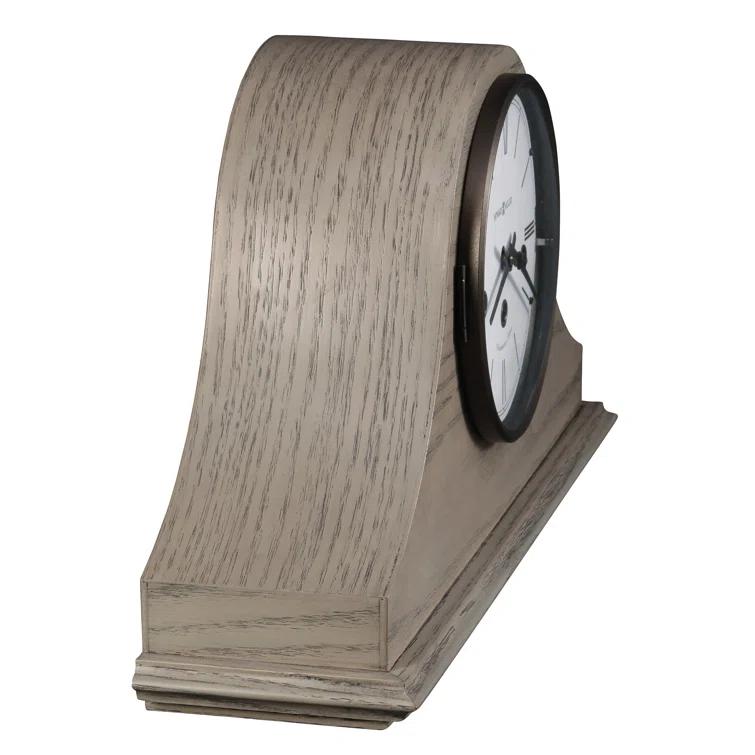 Howard Miller® Lakeside Modern & Contemporary Roman Numeral Oak Wood Key-Wind/Westminster Tabletop Clock in Gold