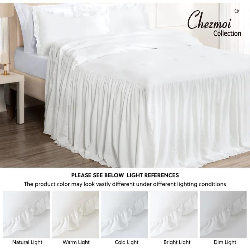 Chezmoi Collection Sinclair French Country Chic Ruffle Skirt Bedspread Set