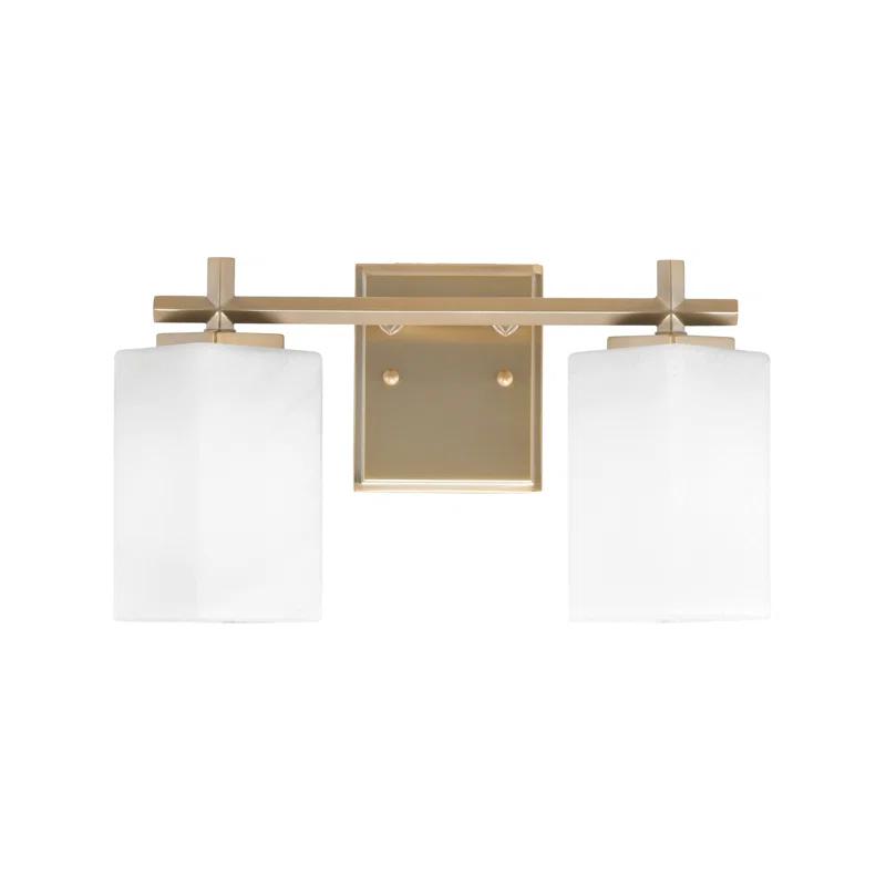 Toltec Lighting Franklin 2 Light Bath Bar With 3.5" Square White Marble Glass