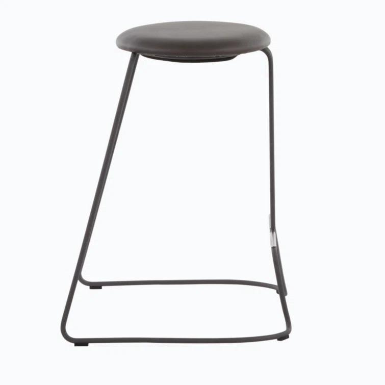 George Oliver Fiona 2 Pieces PU Leather Counter Stool Dining Chair in Steel