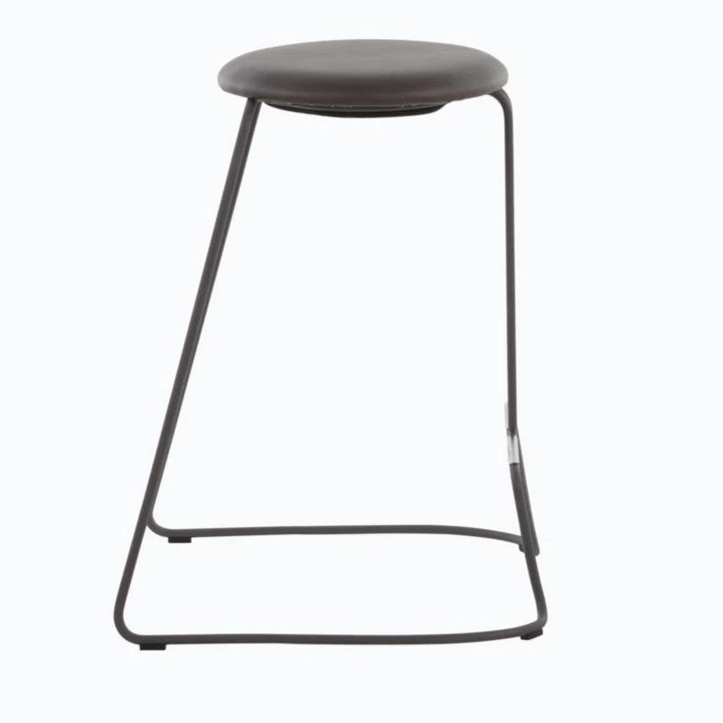 George Oliver Fiona 2 Pieces PU Leather Counter Stool Dining Chair in Steel