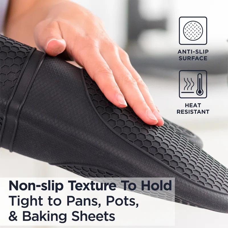 DEISS Deiss Pro 2-piece Heat and Stain Resistant Silicone Oven Mitts for Cooking