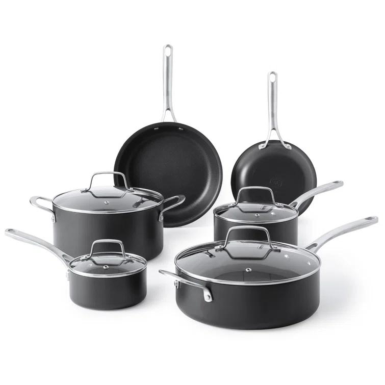 Martha Stewart Martha Stewart Bosworth 10 Piece Hard Anodized Nonstick Aluminum Cookware Set - Black