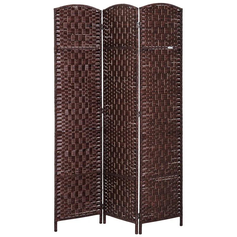 Gracie Oaks 6' Tall Wicker Weave 3 Panel Room Divider Privacy Screen