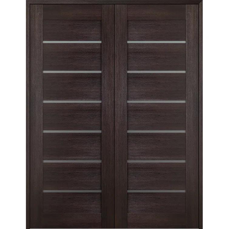 Belldinni Avon 07-02 Solid Manufactured Wood and Glass Paneled Prefinished Standard Double Door
