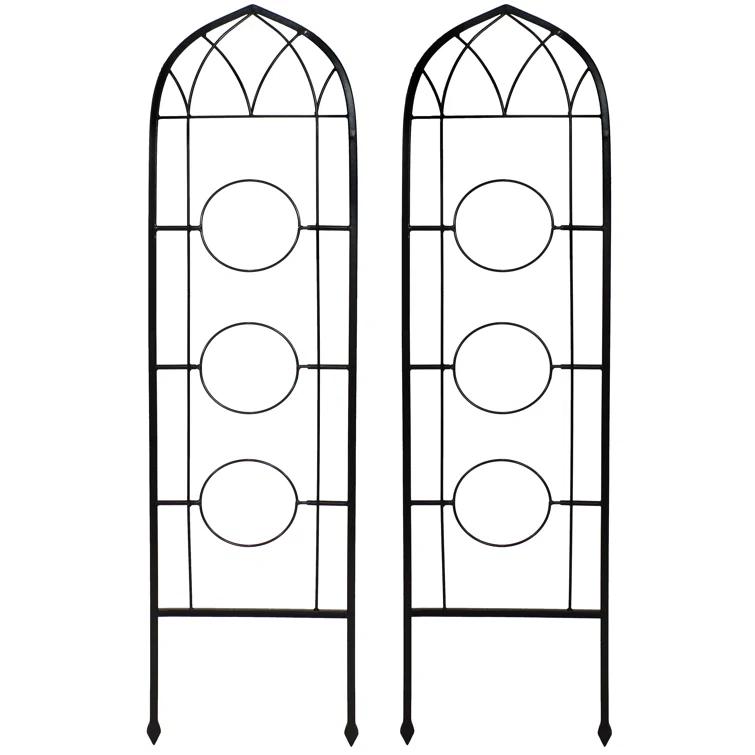 Winston Porter Avonlee Black Steel Arched Garden Trellis for Climbing Plants (Set of 2)