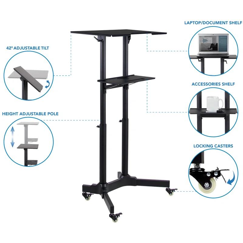 Mount-It! Mobile Standing Height Desk, Portable Podium and Rolling Presentation Lectern